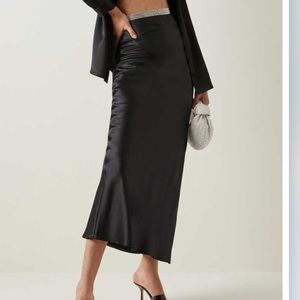 NWT - Michael Lo Sordo Stellers Bias Maxi Black Silk Skirt (Australia 6)